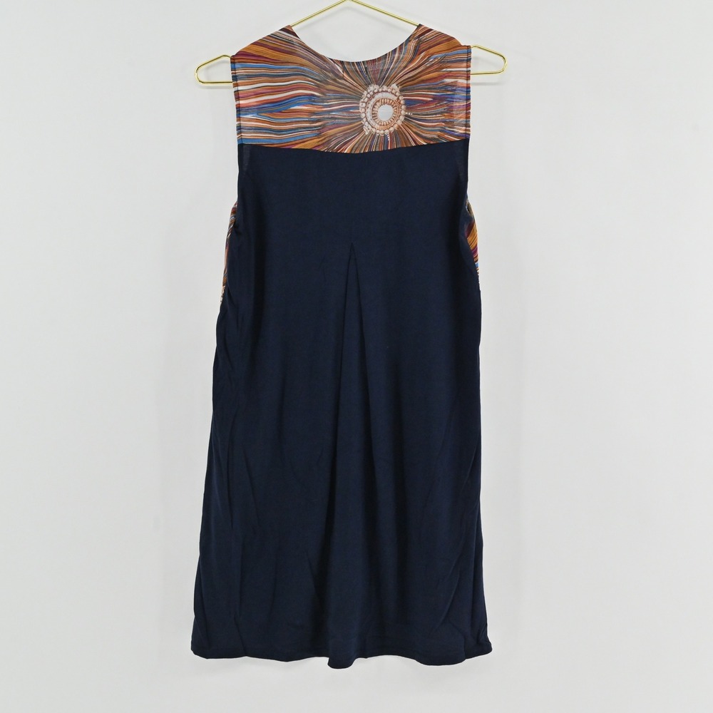 Anthropologie Tiny Sunburst Shift Dress Womens S Blue Cotton Boho Maximalist - Picture 3 of 8
